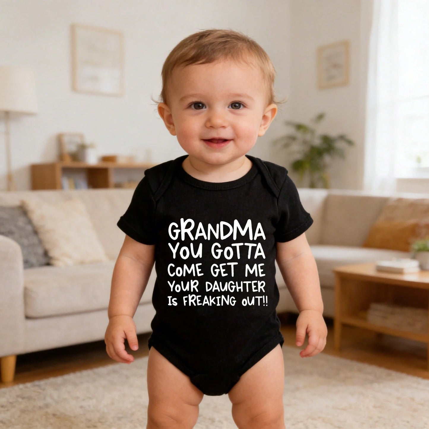 Grandma Come Get Me Baby Bodysuit| "Your Daughter Is Freaking Out" Infant Romper| Funny Grandma Gift For Baby Boys Girls