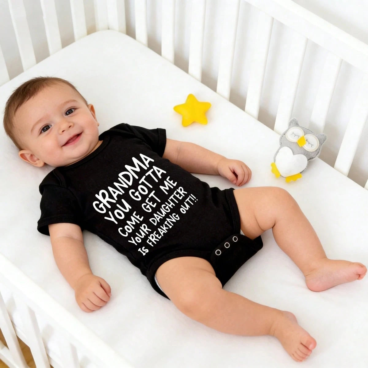 Grandma Come Get Me Baby Bodysuit| "Your Daughter Is Freaking Out" Infant Romper| Funny Grandma Gift For Baby Boys Girls