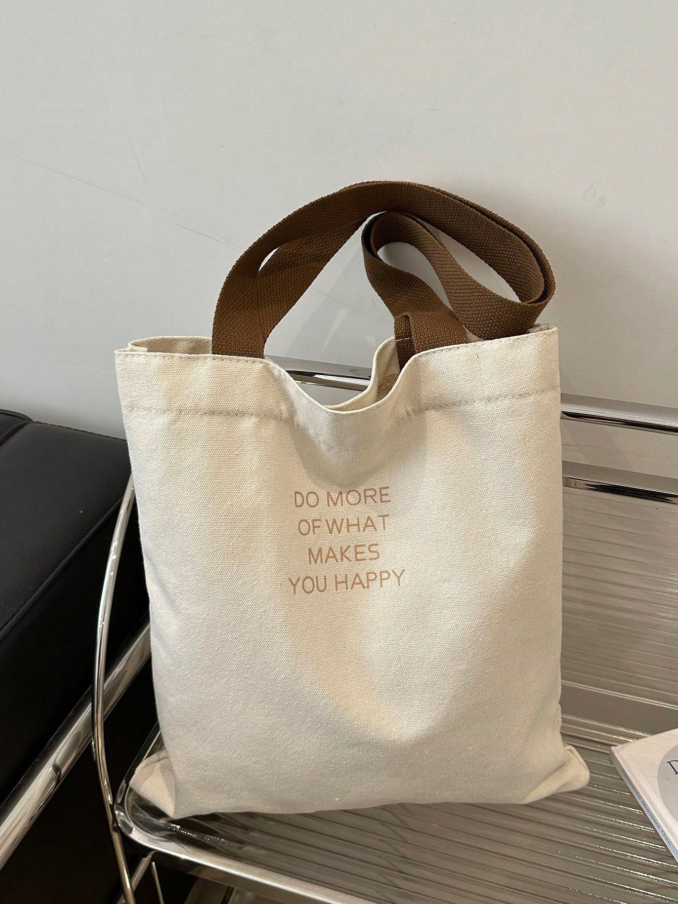 Graphic Print Shopper Bag Double Handle Casual Style Shoulder Bag, Crossbody Bag, Cross Body Bag, Handbag Preppy Stuff, Classic, Anime, Funny Canvas Square Bag Women, Ladies, Lover, For School Travel