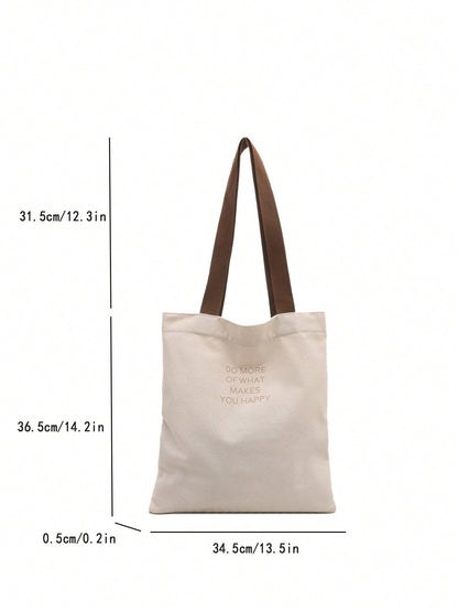 Graphic Print Shopper Bag Double Handle Casual Style Shoulder Bag, Crossbody Bag, Cross Body Bag, Handbag Preppy Stuff, Classic, Anime, Funny Canvas Square Bag Women, Ladies, Lover, For School Travel