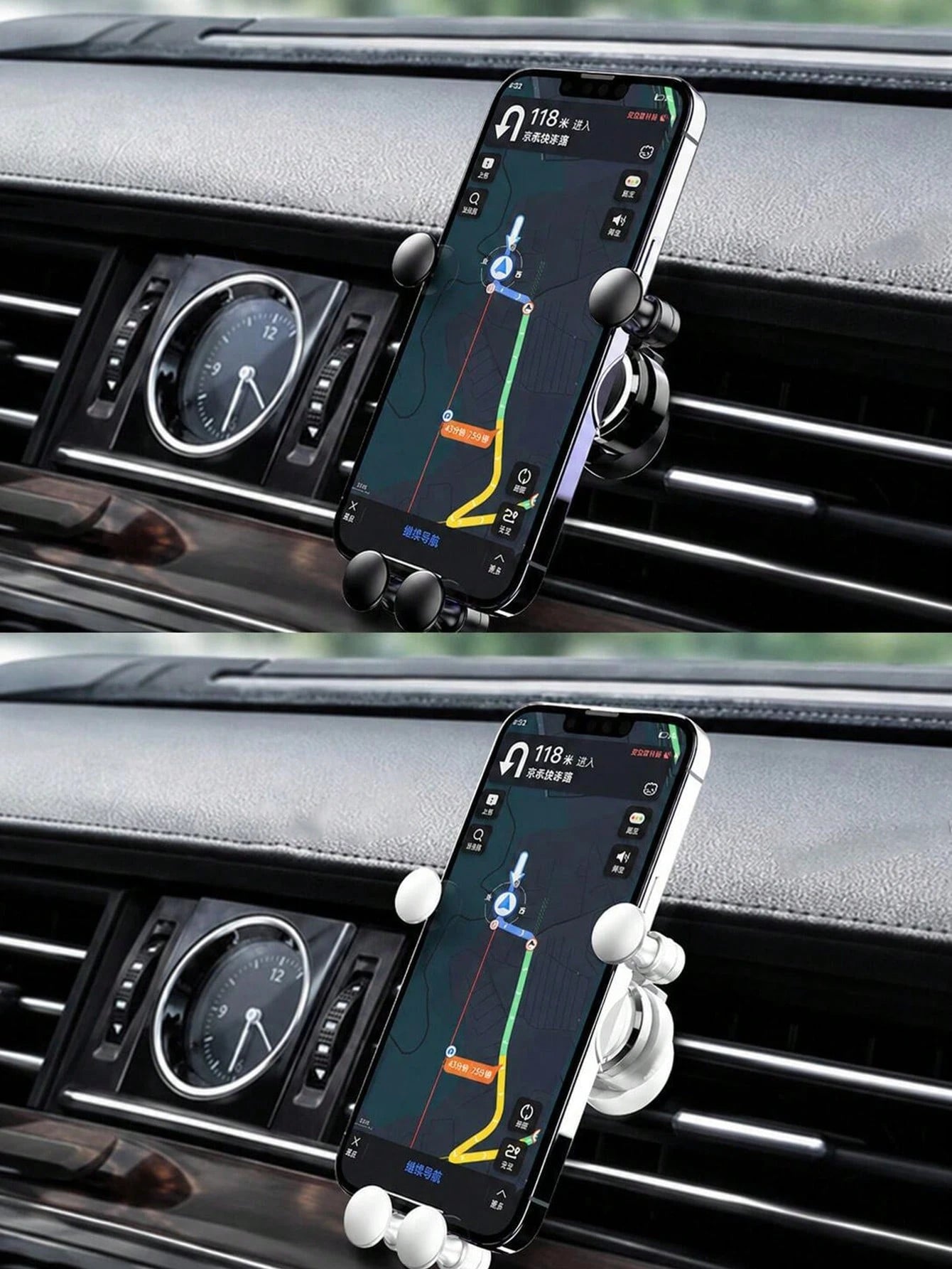 Gravity Car Air Vent Phone Holder, Gravity Car Phone Mount, Auto-Clamping Car Phone Holder, Hands-Free One-Hand Operation Phone Mount, Compact Stable Secure Clip, Compatible With IPhone And Android, C