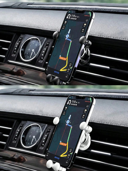Gravity Car Air Vent Phone Holder, Gravity Car Phone Mount, Auto-Clamping Car Phone Holder, Hands-Free One-Hand Operation Phone Mount, Compact Stable Secure Clip, Compatible With IPhone And Android, C