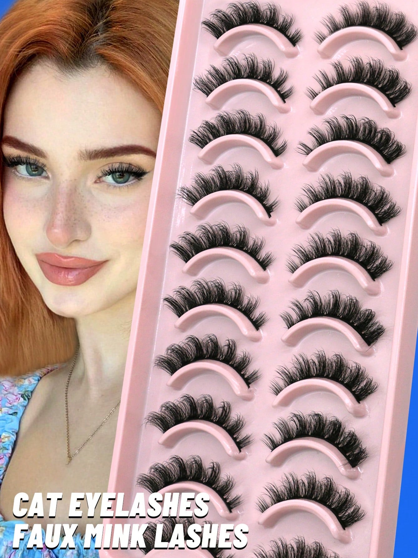 GROINNEYA 10 Pairs Manga Lashes Faux Mink Eyelashes Cat Eye Eyelashes Short Natural Full False Eyelashes Travel Essentials Makeup Tools (PN31) Strip Lashes,Lashes,Eyelashes,Fake Lashes