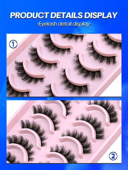 GROINNEYA 10 Pairs Manga Lashes Faux Mink Eyelashes Cat Eye Eyelashes Short Natural Full False Eyelashes Travel Essentials Makeup Tools (PN31) Strip Lashes,Lashes,Eyelashes,Fake Lashes