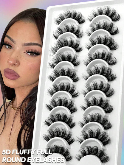 GROINNEYA 10 Pairs Manga Lashes Faux Mink Eyelashes Cat Eye Eyelashes Short Natural Full False Eyelashes Travel Essentials Makeup Tools (PN31) Strip Lashes,Lashes,Eyelashes,Fake Lashes