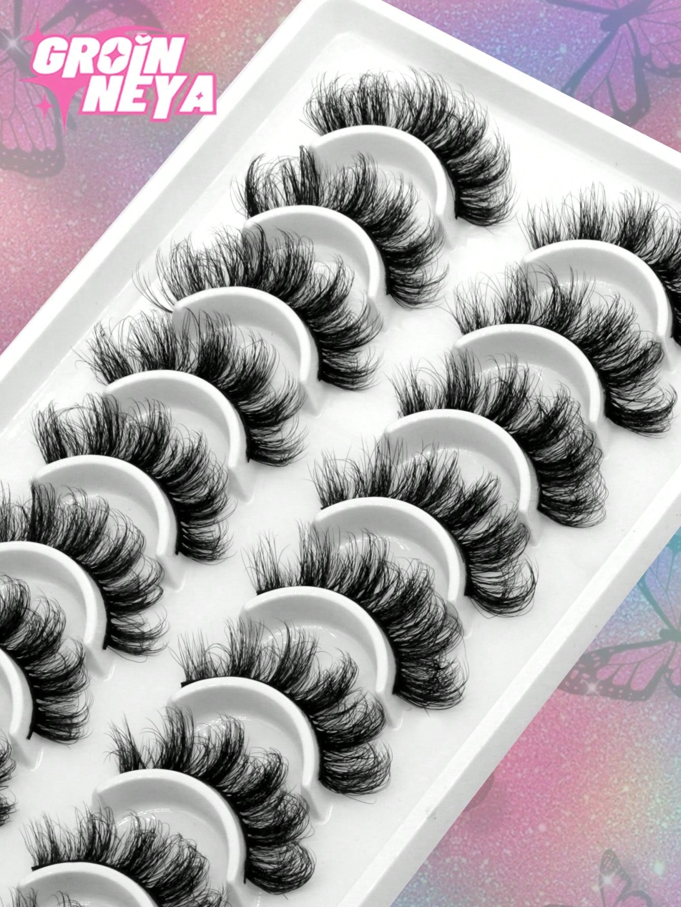 GROINNEYA 10 Pairs Manga Lashes Faux Mink Eyelashes Cat Eye Eyelashes Short Natural Full False Eyelashes Travel Essentials Makeup Tools (PN31) Strip Lashes,Lashes,Eyelashes,Fake Lashes
