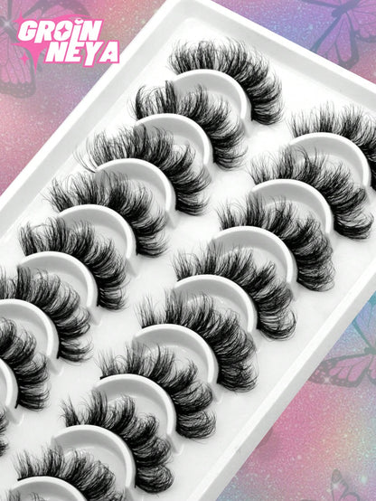 GROINNEYA 10 Pairs Manga Lashes Faux Mink Eyelashes Cat Eye Eyelashes Short Natural Full False Eyelashes Travel Essentials Makeup Tools (PN31) Strip Lashes,Lashes,Eyelashes,Fake Lashes