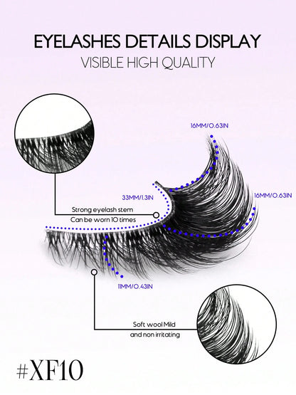 GROINNEYA 7 Pairs New Cat Eye False Eyelashes, Natural & Lengthening Transparent Band, Flared Ends, Elongate Eye Shape, Faux Mink Lashes, Makeup Use (XF10) Strip Eyelashes, Lashes, False Lashes, Fake