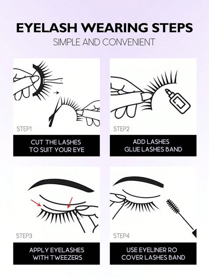 GROINNEYA 7 Pairs New Cat Eye False Eyelashes, Natural & Lengthening Transparent Band, Flared Ends, Elongate Eye Shape, Faux Mink Lashes, Makeup Use (XF10) Strip Eyelashes, Lashes, False Lashes, Fake