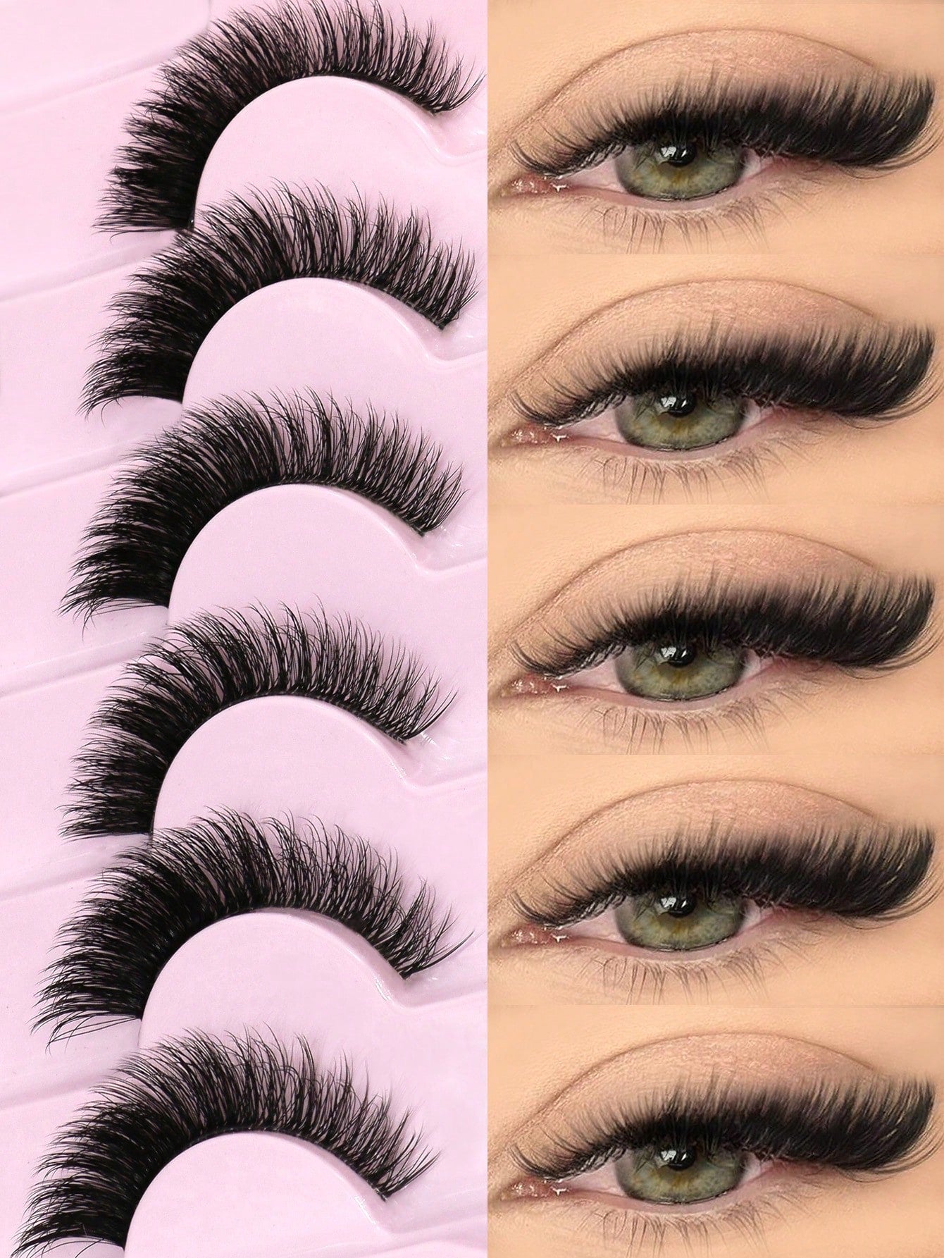 GROINNEYA 7 Pairs New Cat Eye False Eyelashes, Natural & Lengthening Transparent Band, Flared Ends, Elongate Eye Shape, Faux Mink Lashes, Makeup Use (XF10) Strip Eyelashes, Lashes, False Lashes, Fake