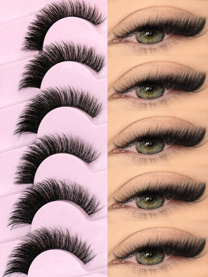 GROINNEYA 7 Pairs New Cat Eye False Eyelashes, Natural & Lengthening Transparent Band, Flared Ends, Elongate Eye Shape, Faux Mink Lashes, Makeup Use (XF10) Strip Eyelashes, Lashes, False Lashes, Fake