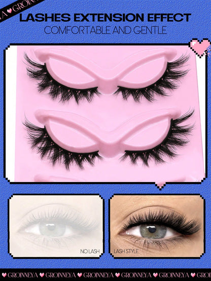 GROINNEYA Cat Eye Eyelashes 5 Pairs Fox Eye Lashes Faux Mink Lashes Fluffy Strip False LashesNatural Look Eyelashes Lash Extension Makeup(3DMAO-13) Strip Lashes,Lashes,Eyelashes,Fake Lashes