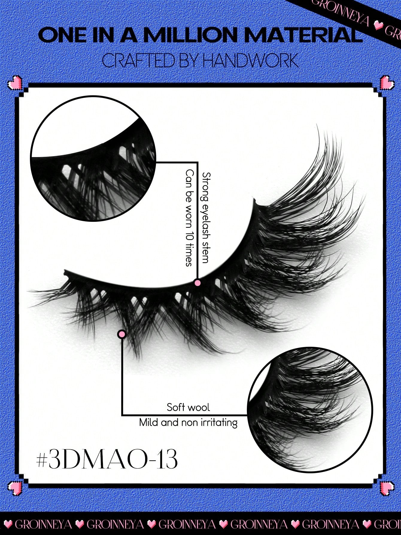 GROINNEYA Cat Eye Eyelashes 5 Pairs Fox Eye Lashes Faux Mink Lashes Fluffy Strip False LashesNatural Look Eyelashes Lash Extension Makeup(3DMAO-13) Strip Lashes,Lashes,Eyelashes,Fake Lashes