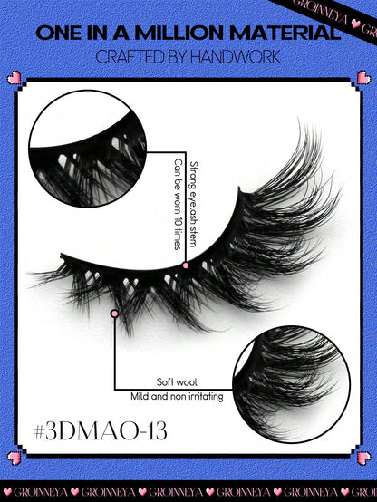 GROINNEYA Cat Eye Eyelashes 5 Pairs Fox Eye Lashes Faux Mink Lashes Fluffy Strip False LashesNatural Look Eyelashes Lash Extension Makeup(3DMAO-13) Strip Lashes,Lashes,Eyelashes,Fake Lashes