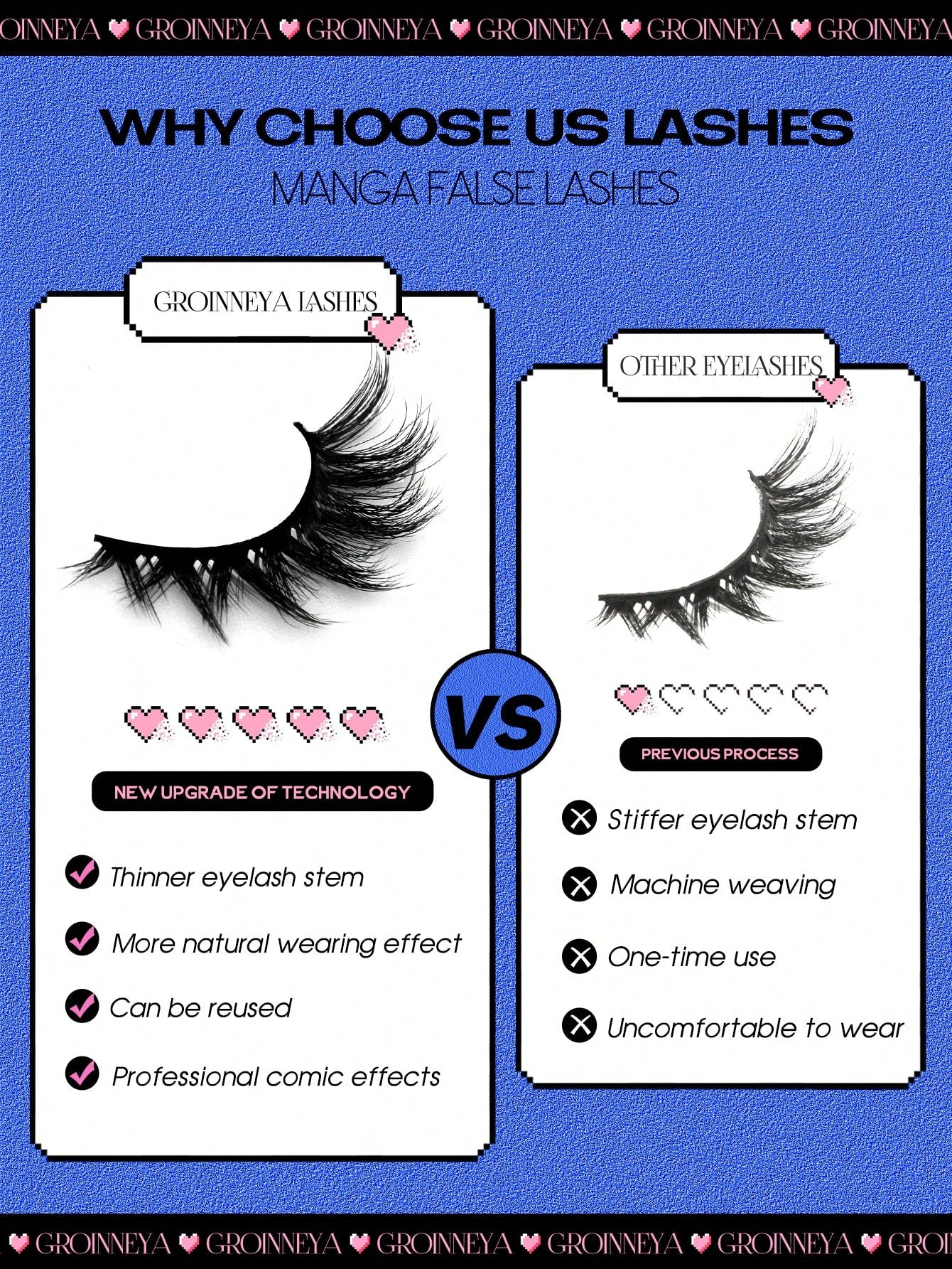 GROINNEYA Cat Eye Eyelashes 5 Pairs Fox Eye Lashes Faux Mink Lashes Fluffy Strip False LashesNatural Look Eyelashes Lash Extension Makeup(3DMAO-13) Strip Lashes,Lashes,Eyelashes,Fake Lashes