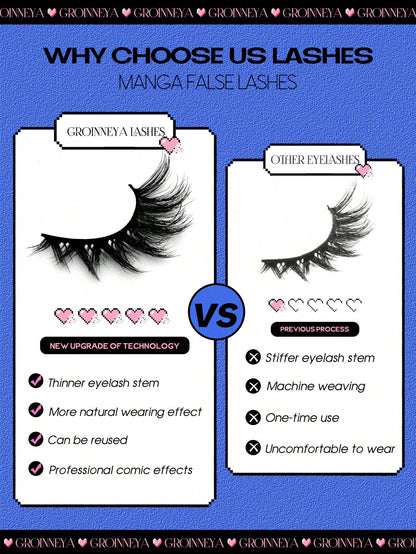 GROINNEYA Cat Eye Eyelashes 5 Pairs Fox Eye Lashes Faux Mink Lashes Fluffy Strip False LashesNatural Look Eyelashes Lash Extension Makeup(3DMAO-13) Strip Lashes,Lashes,Eyelashes,Fake Lashes