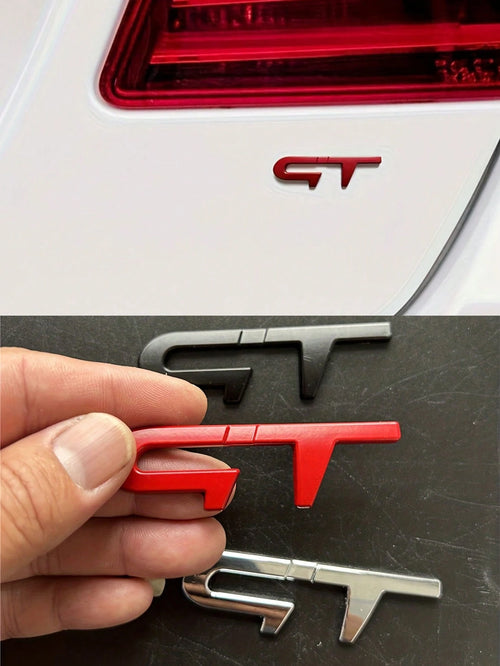 GT Metal Car Emblem Sticker- Suitable For Trunk, Rear, Side Body Badge Decal, Exterior Decorative Accessories For Most Vehicles