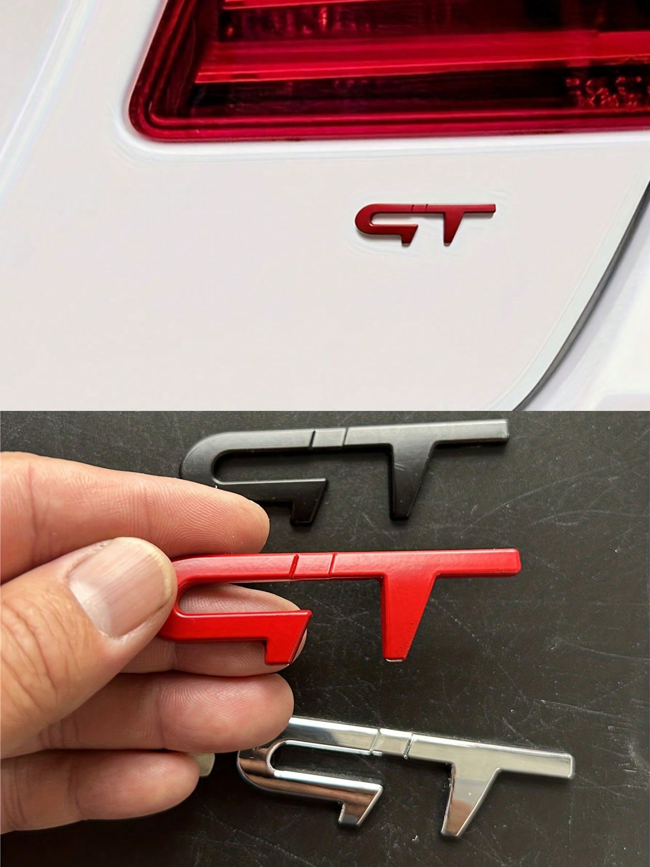 GT Metal Car Emblem Sticker- Suitable For Trunk, Rear, Side Body Badge Decal, Exterior Decorative Accessories For Most Vehicles