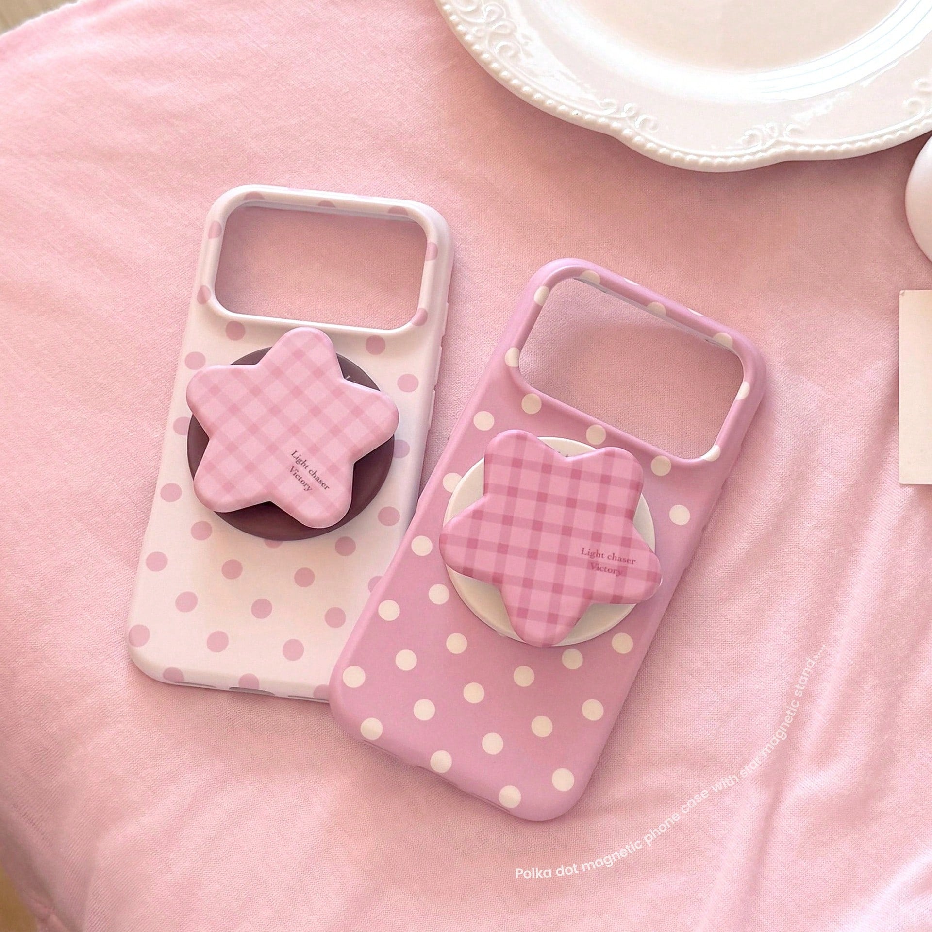 GUCADI INS Style Minimalist Sweet Polka Dot Phone Case, Suitable For IPhone 17, 17 Pro Max, 16, 15 Soft Case, 13, With Starry Sky Film Magnetic Stand, Personalized, Girly, Creative, Minimalist Style