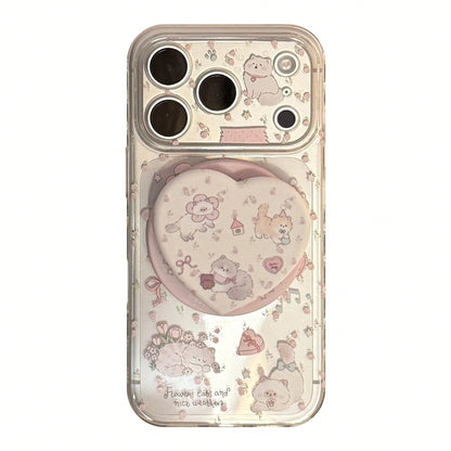 GUCADI Transparent Magnetic Pink Flower Garden + Pink Flower Garden Magnetic Cat Phone Case, Suitable For IPhone 17, 17 Pro Max, 16, 15, 13, 11. Cute, Girly, Creative, Geometric, Cartoon Style, Fresh