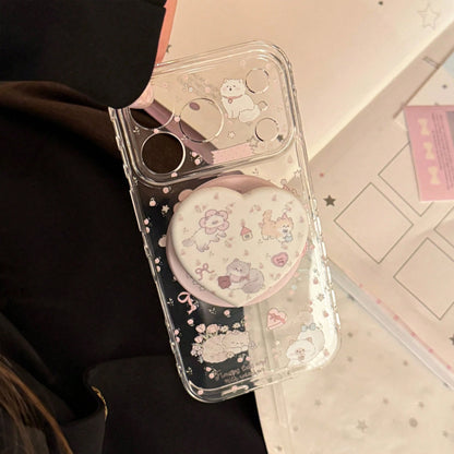 GUCADI Transparent Magnetic Pink Flower Garden + Pink Flower Garden Magnetic Cat Phone Case, Suitable For IPhone 17, 17 Pro Max, 16, 15, 13, 11. Cute, Girly, Creative, Geometric, Cartoon Style, Fresh