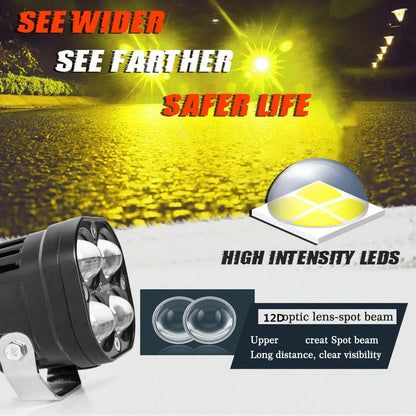 GZSGCP 3 Inch 40W Dual Color Amber + White LED Fog Lights, Suitable For Motorcycle, Truck, Car, Off-Road Driving Work Lights
