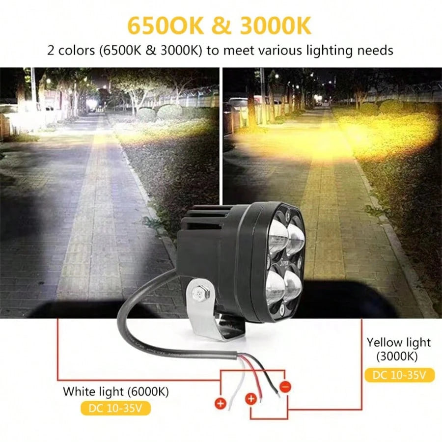 GZSGCP 3 Inch 40W Dual Color Amber + White LED Fog Lights, Suitable For Motorcycle, Truck, Car, Off-Road Driving Work Lights