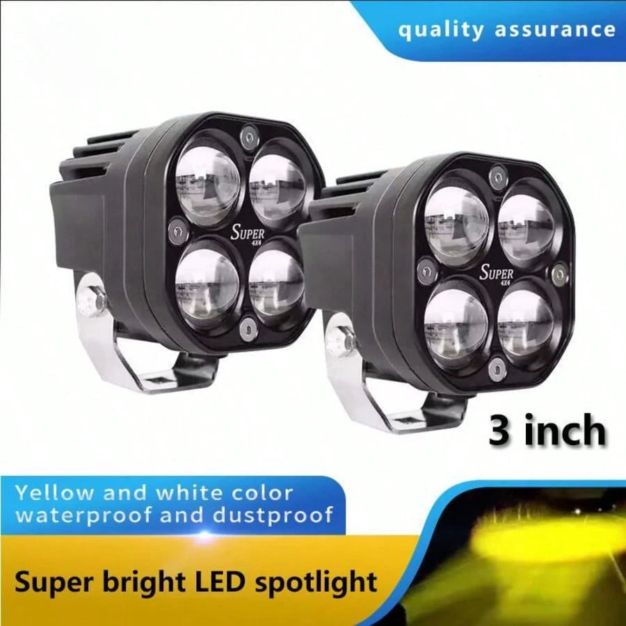 GZSGCP 3 Inch 40W Dual Color Amber + White LED Fog Lights, Suitable For Motorcycle, Truck, Car, Off-Road Driving Work Lights