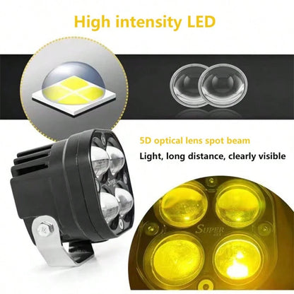 GZSGCP 3 Inch 40W Dual Color Amber + White LED Fog Lights, Suitable For Motorcycle, Truck, Car, Off-Road Driving Work Lights