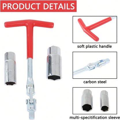 GZZTORES Spark Plug Socket Wrench T-Handle 5/8 Inch (16mm) And 13/16 Inch(21mm) Spark Plug Socket Wrench Remover Installer Tool For Motorcycles, Lawn Mowers And Small Motor Vehicles, Etc