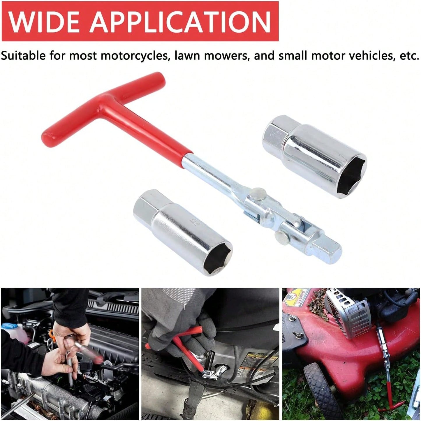 GZZTORES Spark Plug Socket Wrench T-Handle 5/8 Inch (16mm) And 13/16 Inch(21mm) Spark Plug Socket Wrench Remover Installer Tool For Motorcycles, Lawn Mowers And Small Motor Vehicles, Etc