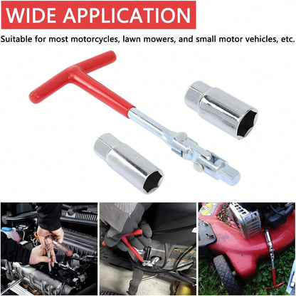 GZZTORES Spark Plug Socket Wrench T-Handle 5/8 Inch (16mm) And 13/16 Inch(21mm) Spark Plug Socket Wrench Remover Installer Tool For Motorcycles, Lawn Mowers And Small Motor Vehicles, Etc