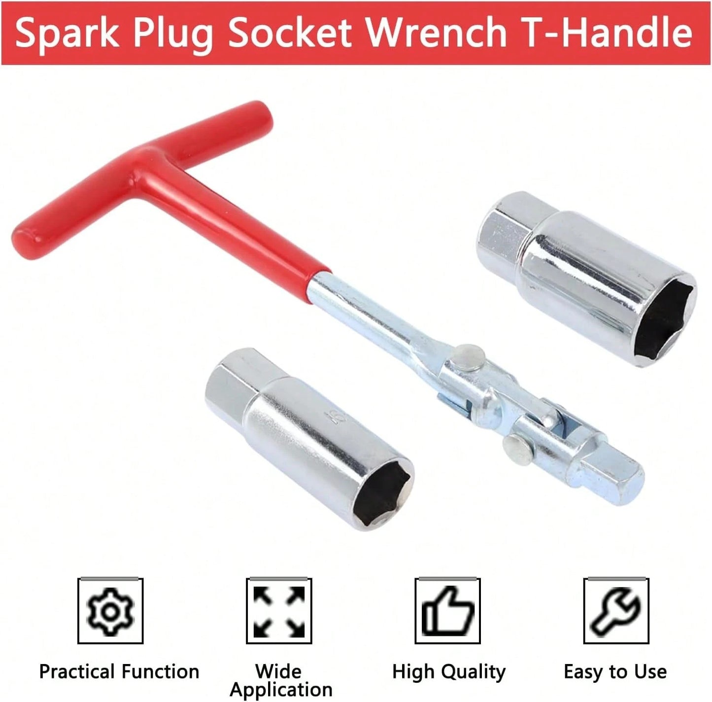 GZZTORES Spark Plug Socket Wrench T-Handle 5/8 Inch (16mm) And 13/16 Inch(21mm) Spark Plug Socket Wrench Remover Installer Tool For Motorcycles, Lawn Mowers And Small Motor Vehicles, Etc