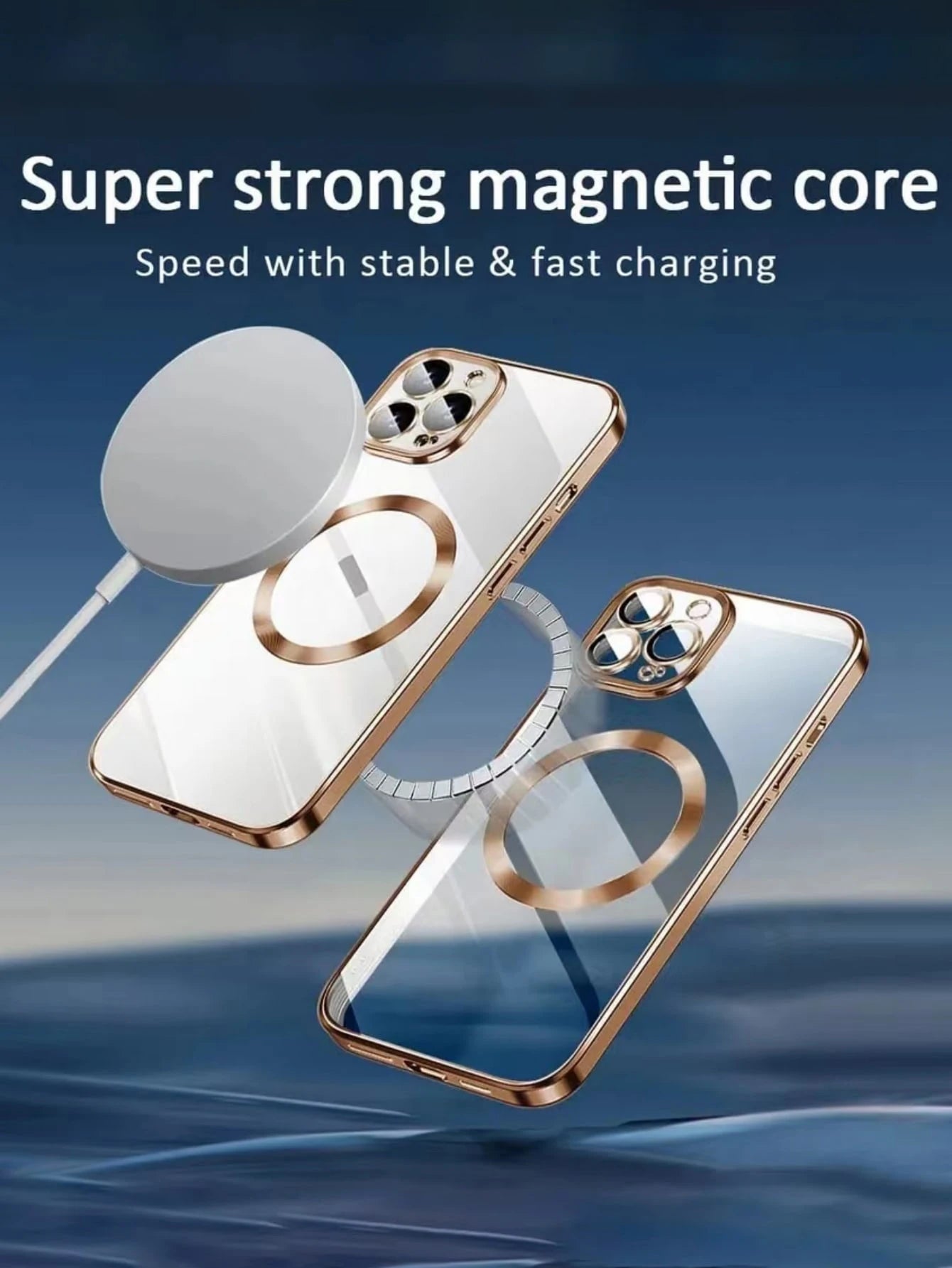 Hadaasi Magnetic Shockproof Gold Electroplated Magnetic Phone Case With Brushed Texture, Includes Lens Protector Film, Ultra-Thin Soft Case Compatible With IPhone 17e/17Pro/17ProMax/17Air/17/16Pro/16P