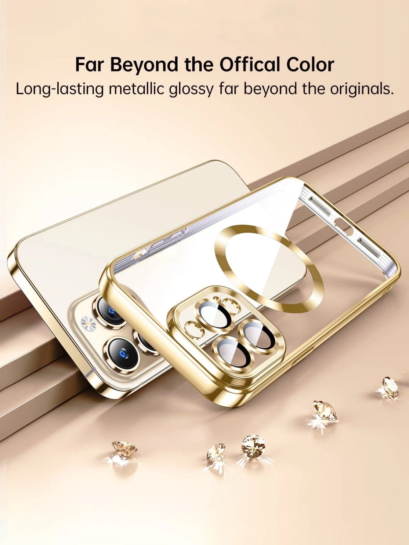 Hadaasi Magnetic Shockproof Gold Electroplated Magnetic Phone Case With Brushed Texture, Includes Lens Protector Film, Ultra-Thin Soft Case Compatible With IPhone 17e/17Pro/17ProMax/17Air/17/16Pro/16P