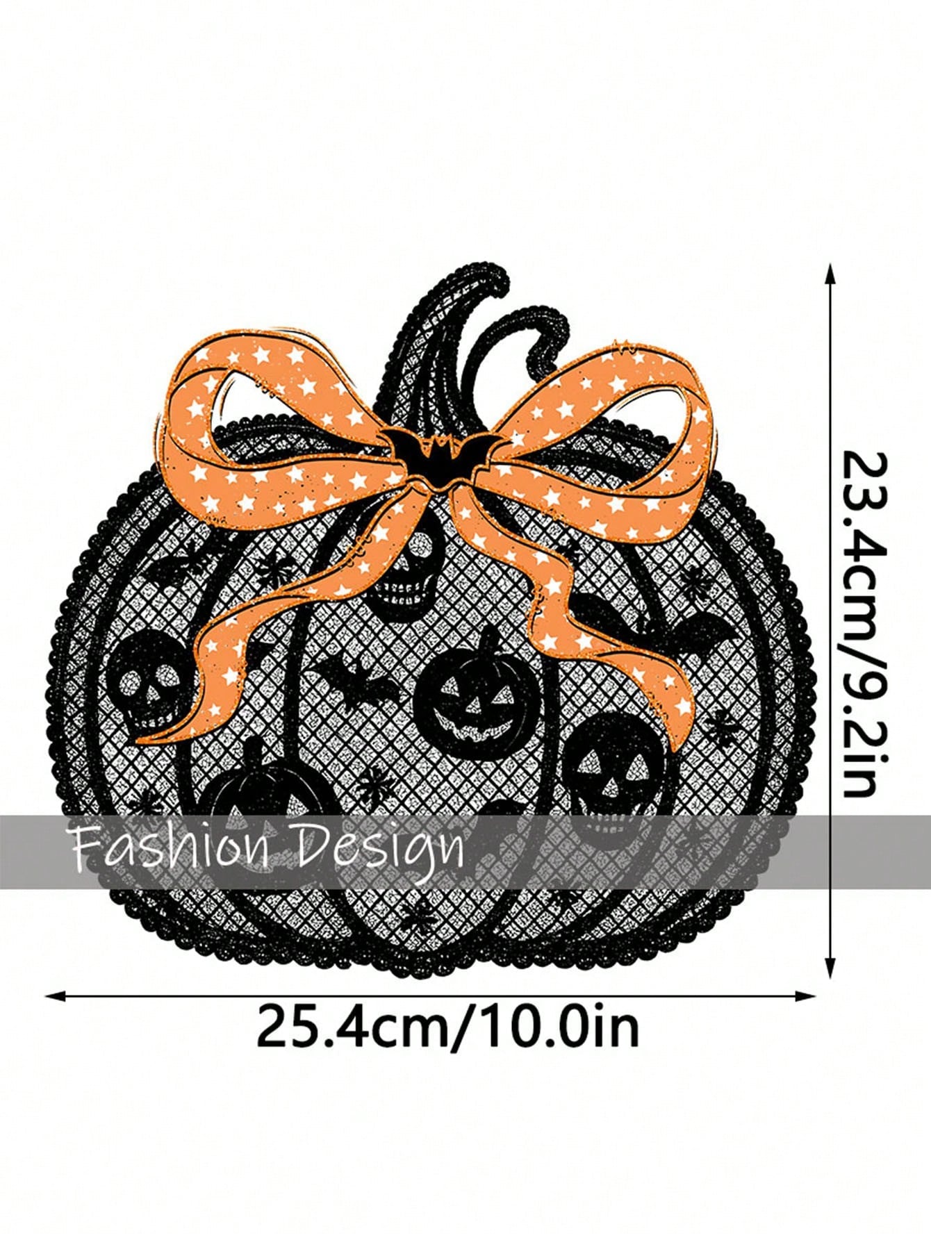 Halloween Black Faux Lace Pumpkin DIY Iron-On Transfer Patch, Clothing Decoration, Suitable For T-Shirts, Sweatshirts, Fabric Decoration, Pillowcases, Canvas Bags And Fabric Clothing Decoration, Handm