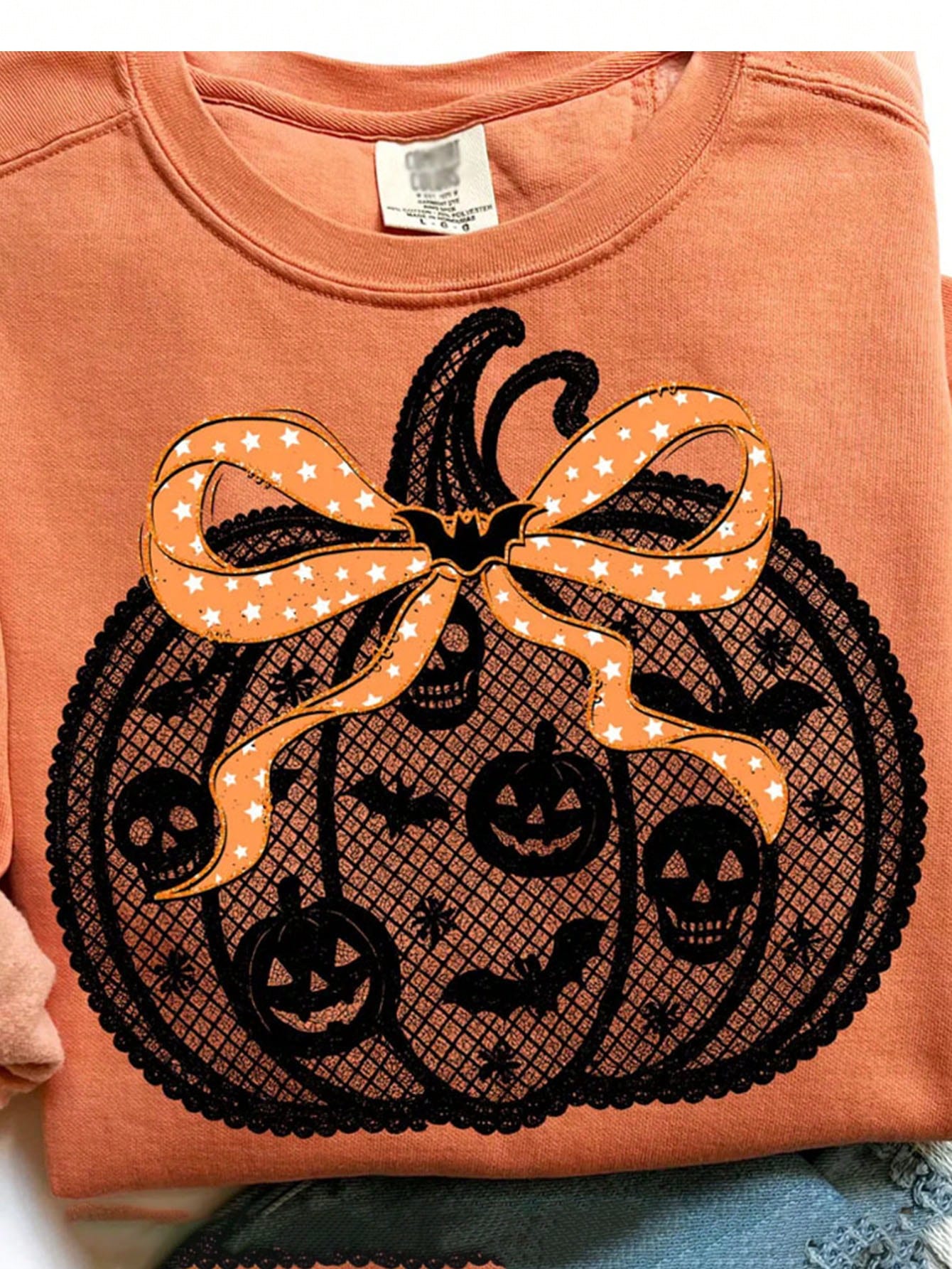 Halloween Black Faux Lace Pumpkin DIY Iron-On Transfer Patch, Clothing Decoration, Suitable For T-Shirts, Sweatshirts, Fabric Decoration, Pillowcases, Canvas Bags And Fabric Clothing Decoration, Handm
