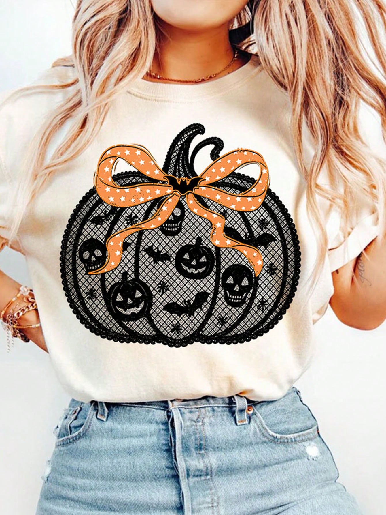 Halloween Black Faux Lace Pumpkin DIY Iron-On Transfer Patch, Clothing Decoration, Suitable For T-Shirts, Sweatshirts, Fabric Decoration, Pillowcases, Canvas Bags And Fabric Clothing Decoration, Handm