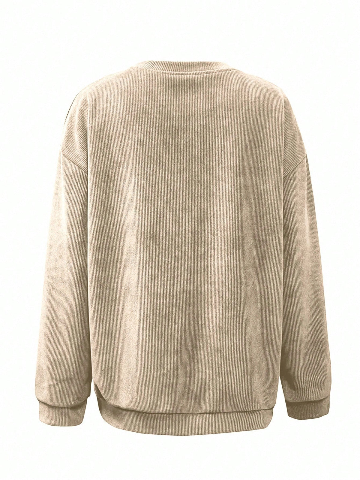 Halloween Ghost & Pumpkin Print Casual Crew Neck Fleece Long Sleeve Sweatshirt For Women, A Great Gift For Friends, Autumn/Winter