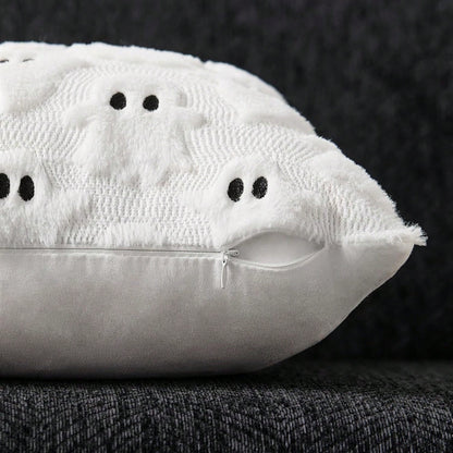 Halloween Pillowcase Cute Ghost Throw Pillow Cover 18x18 Inch 2pcs Set Soft Plush Faux Fur Autumn Decor Sofa Bed Porch Living Room Cushion Cover