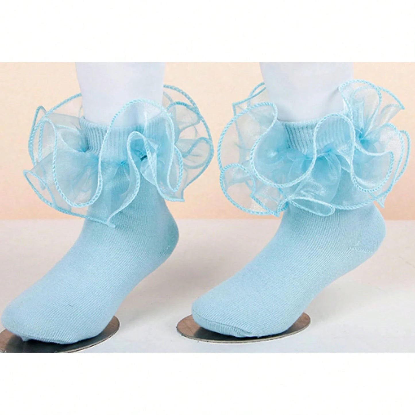 Halloween Women Big Ruffle Socks Double Lace Turn Cuff,Breathable Cotton Frilly Cute Dress Sock Girls Women,K407