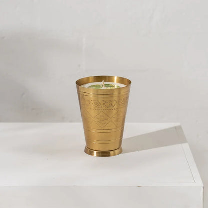 Hand Poured Soy Candle in Brass Lassi Cup - Coconut & Lime