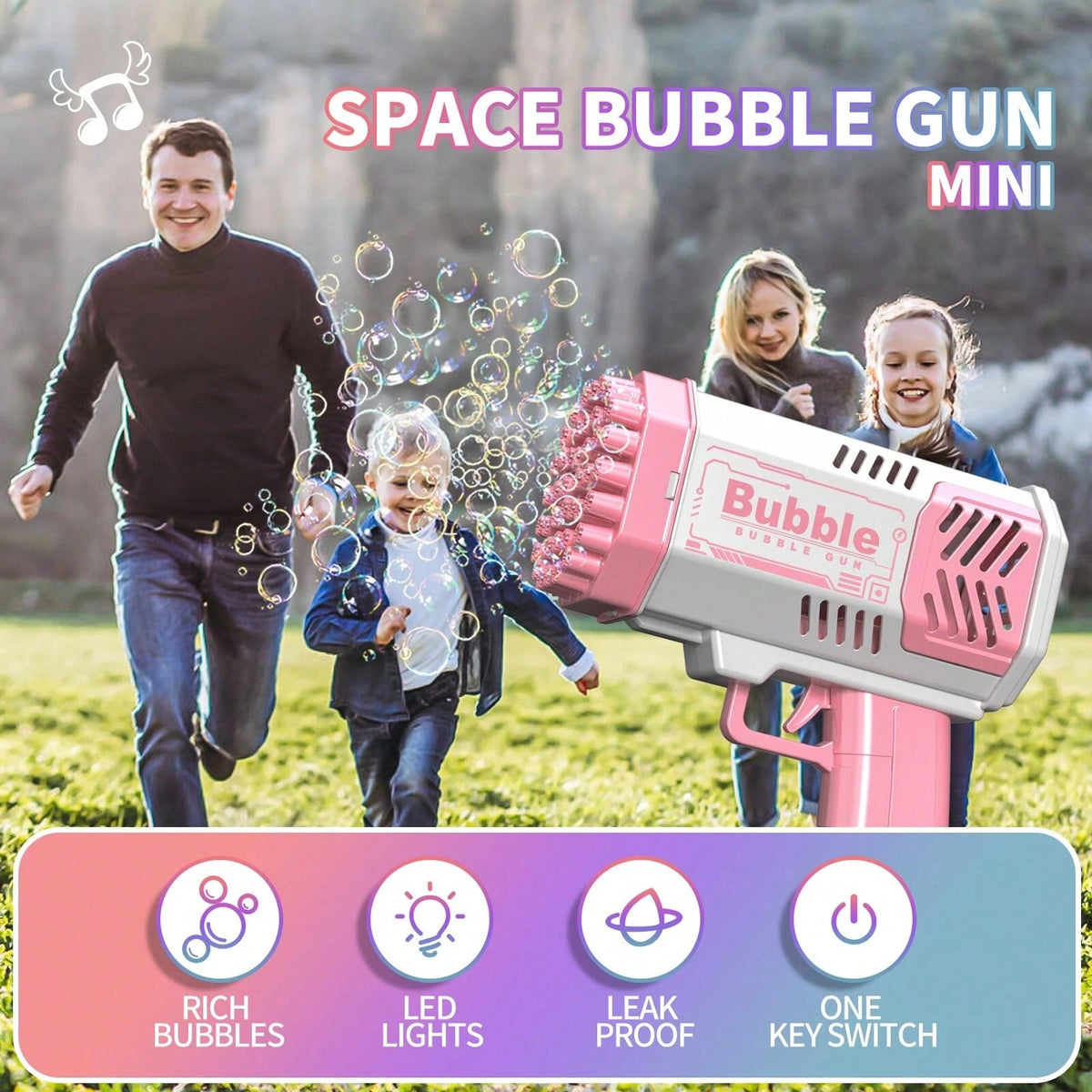 Handheld Automatic Bubble Blower Toy, Electric Bubble Gun Launcher For Kids, Bubble Machine [No Batteries, No Bubble Solution]