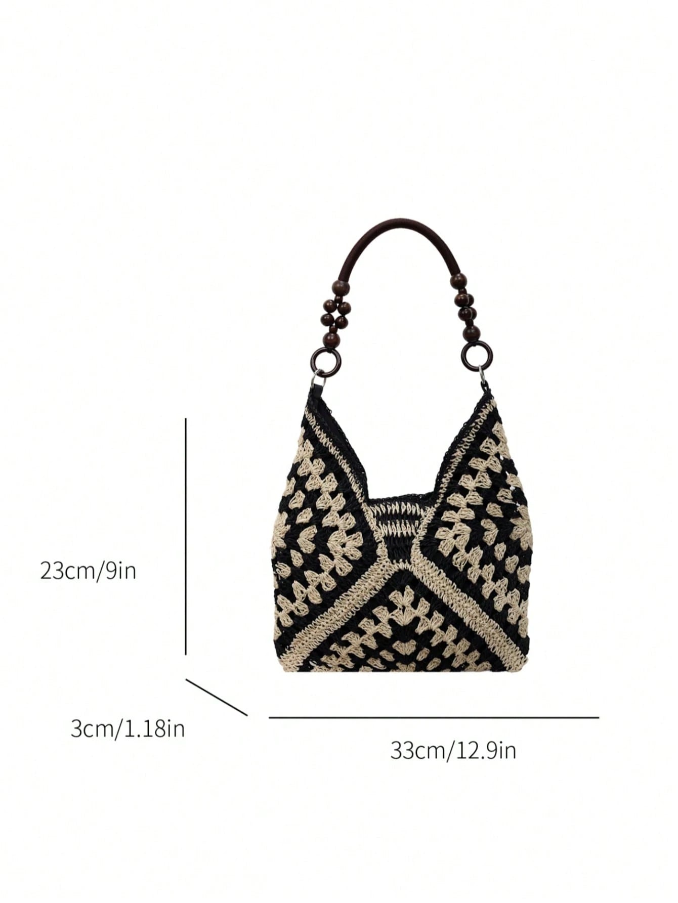 Handmade Crochet Hollow Straw Bag, Patchwork Large Capacity Shoulder Bag, Bohemian Contrast Color Straw Bag, Casual Versatile Women Bag, Slouchy Woven Bag, Summer Beach Vacation Straw Bag, Commute & T