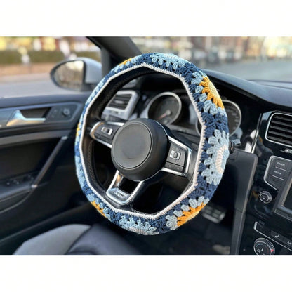 Handmade Crochet Moon And Sun Car Steering Wheel Covers Universal 14-15 Inch For Women And Men (Steer Wheel Cover)