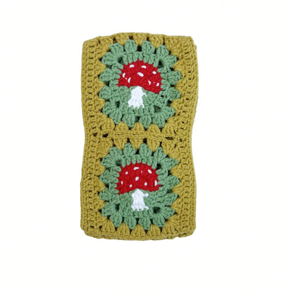 Handmade Crochet Mushroom Granny Square Car Steering Wheel Covers Universal 14-15 Inch For Women And Men