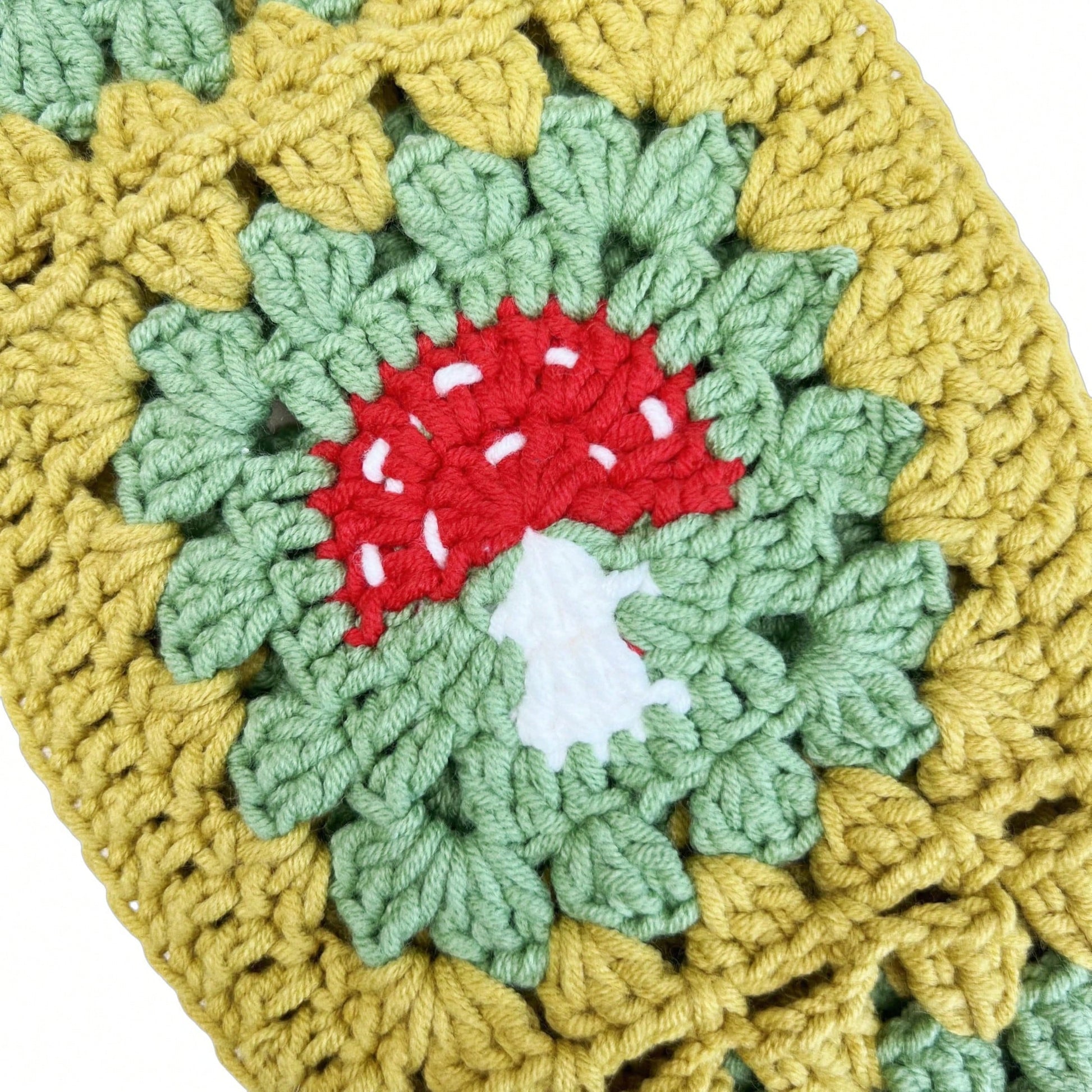 Handmade Crochet Mushroom Granny Square Car Steering Wheel Covers Universal 14-15 Inch For Women And Men