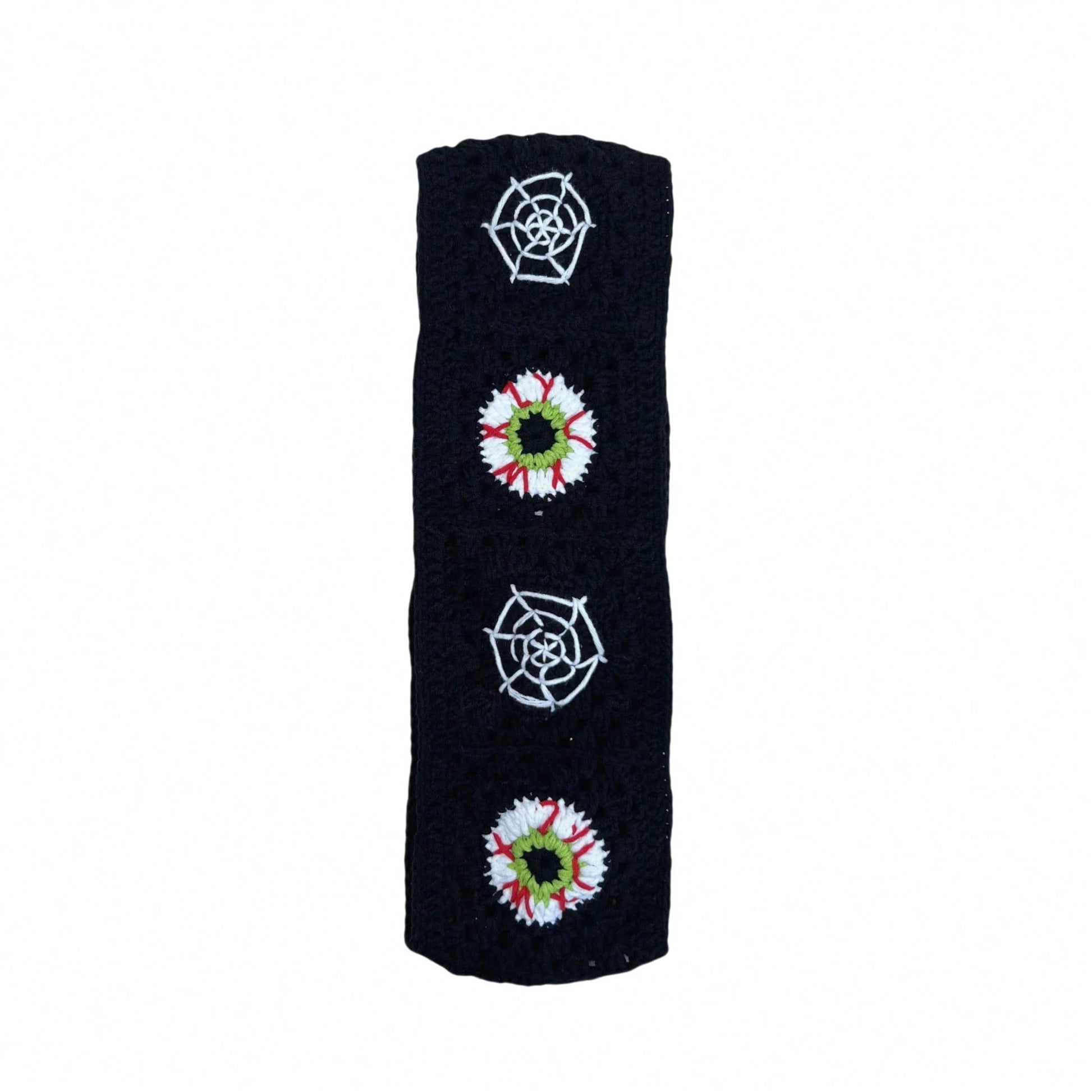 Handmade Crochet Spider Web And Eye Granny Square Car Steering Wheel Covers Universal 14-15 Inch For Women And Men