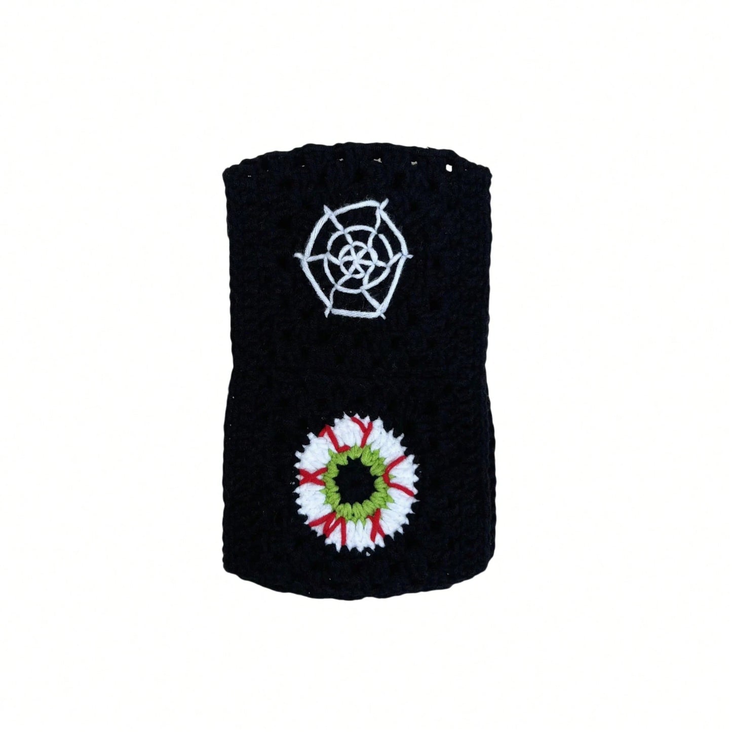 Handmade Crochet Spider Web And Eye Granny Square Car Steering Wheel Covers Universal 14-15 Inch For Women And Men