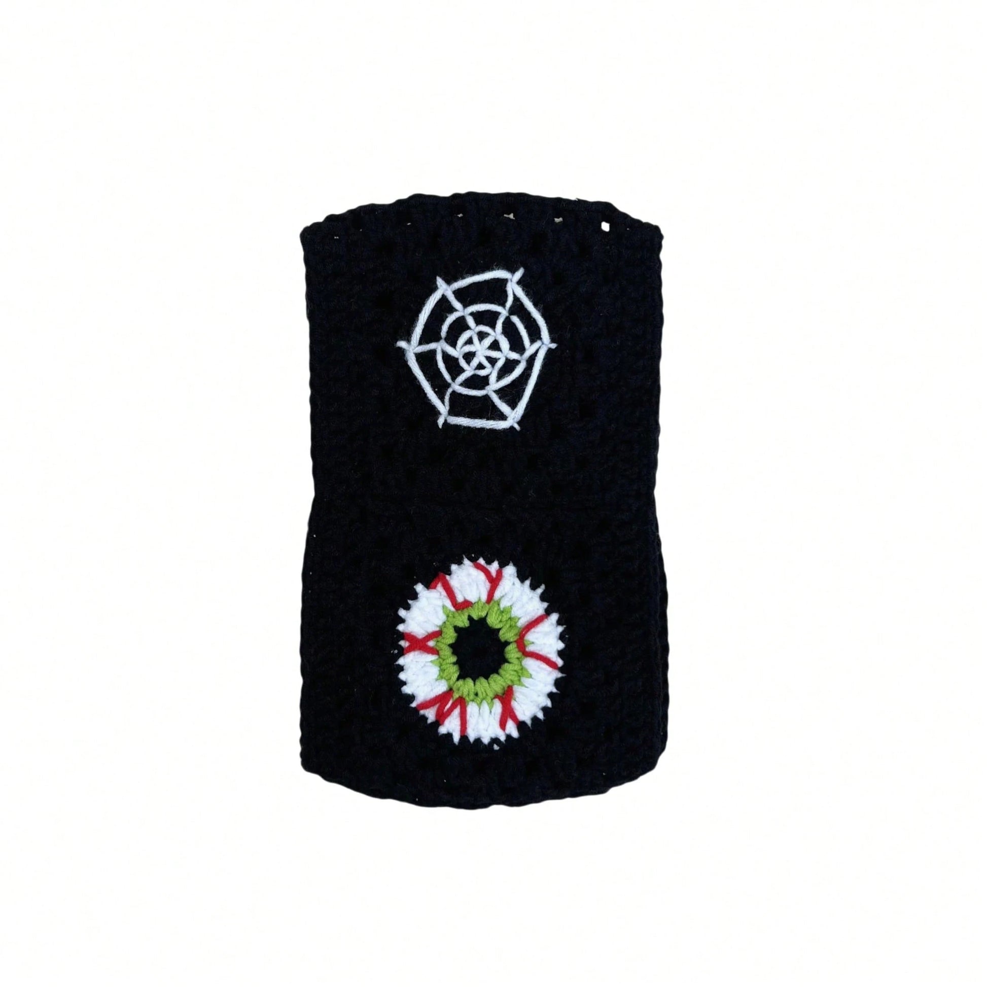 Handmade Crochet Spider Web And Eye Granny Square Car Steering Wheel Covers Universal 14-15 Inch For Women And Men
